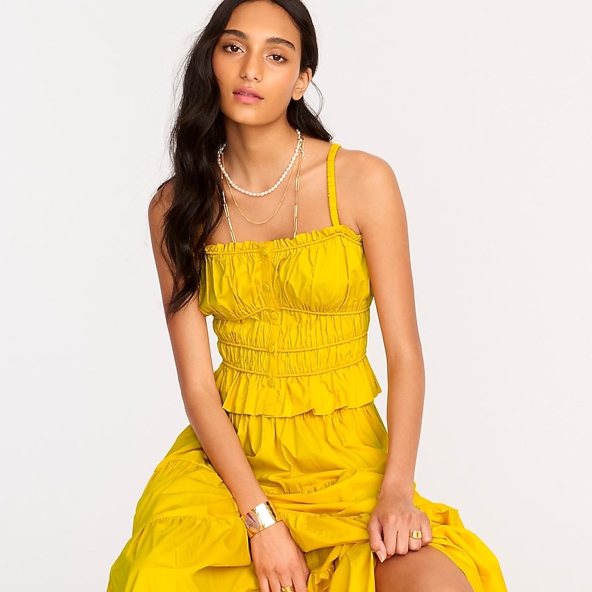 J. Crew Cinched-Waist Cotton Poplin Tank Top & Tiered Pull-On Maxi Skirt